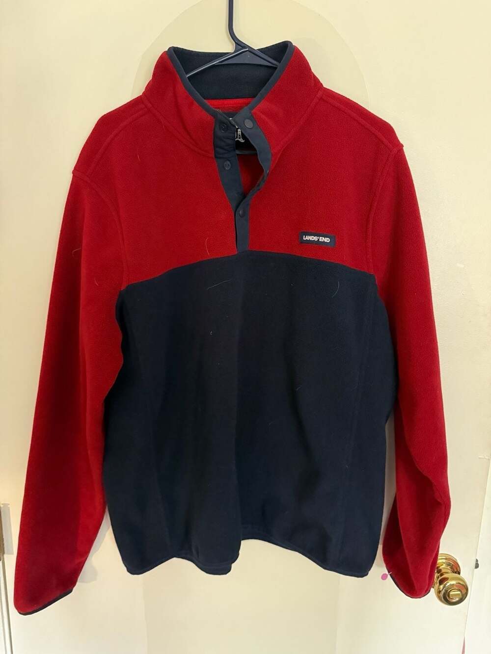 Lands' End Men's T100 Colorblock Snap Neck Fleece Pullover